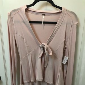 Free People Tie Front Knit Top
